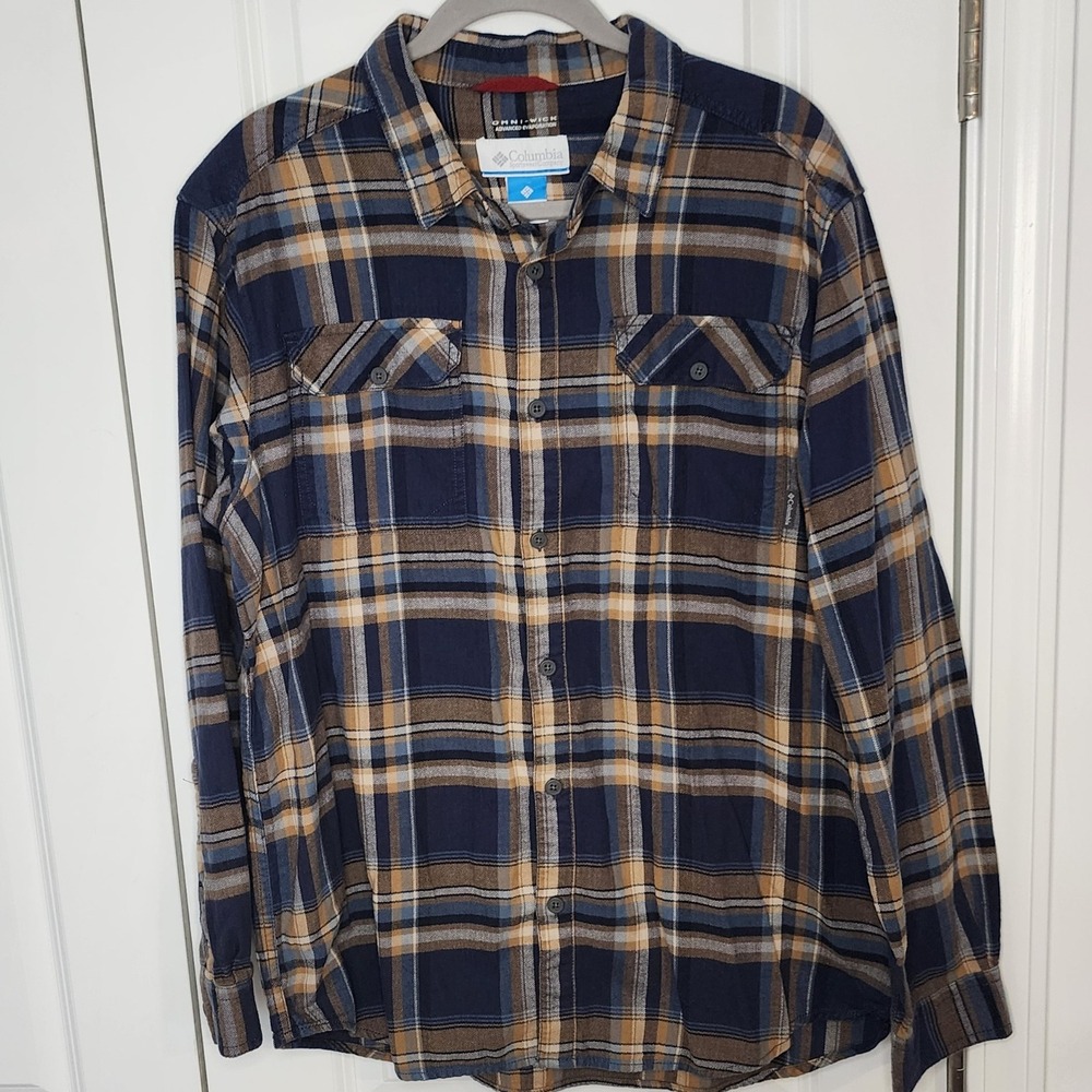 Columbia Mens Plaid Flannel Long Sleeve Button Up Shirt Comfort Fit